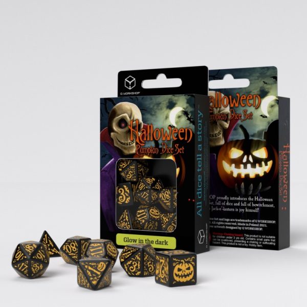 Halloween Pumpkin - Jack O’Lantern Dice Set (Glow in the Dark) Online