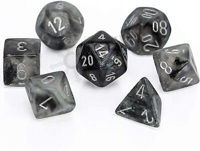 Chessex : Polyhedral 7-Die Set: Borealis: Light Smoke Silver with Luminary Online now