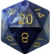 Metallic Dice Games: 35mm Mega D20 - Blue and White with Gold For Cheap