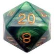 Metallic Dice Games: 35mm Mega D20 - Green and Light Green with Gold Cheap